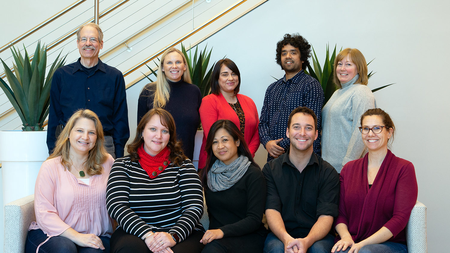 The spring 2019 OCIP team The spring 2019 OCIP team. Front row, left to right: Rebecca Sanchez, Bethany Smith, Arlene Mendoza-Moran, Christopher Beeson and Bethanne Tobey. Back row, left to right: Peter Hessling, Julianne Treme, Melissa Ramirez, Muntazar Monsur and Christine Cranford. Pictured in the lobby of CTI. The front row is sitting on a couch and the back row is standing behind them.