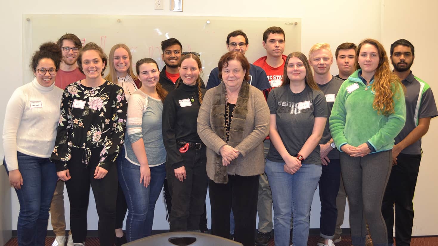 A group photo of the 2018-19 Solomon Scholars with Dean Christine McGahan